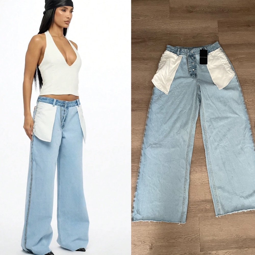 Missguided Two-Tone Flare Jeans